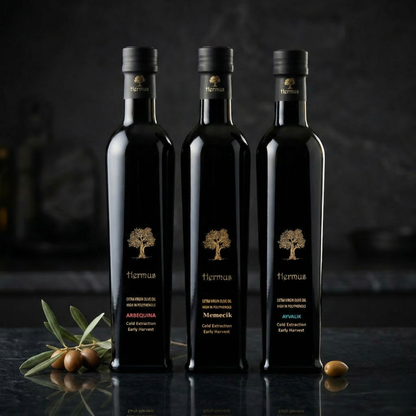 Turkse Olijfolie Bundle – Memecik, Ayvalık & Arbequina Hermus