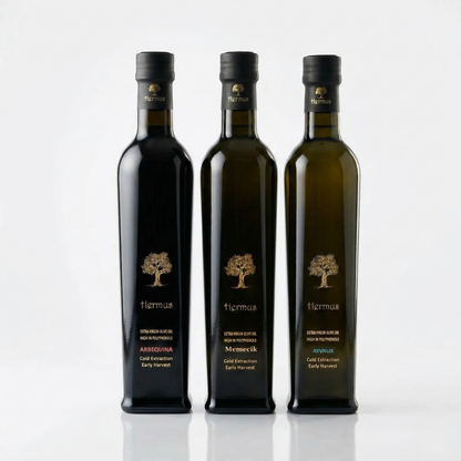 Turkse Olijfolie Bundle – Memecik, Ayvalık & Arbequina Hermus