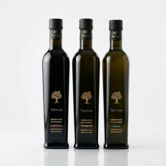 Turkse Olijfolie Bundle – Memecik, Ayvalık & Arbequina Hermus