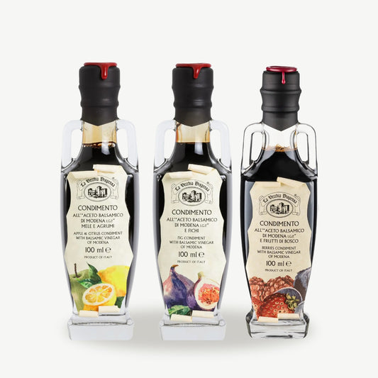 Fruitige Balsamico Condimenten Trio – Appel & Citrus & Bessen-Vijg